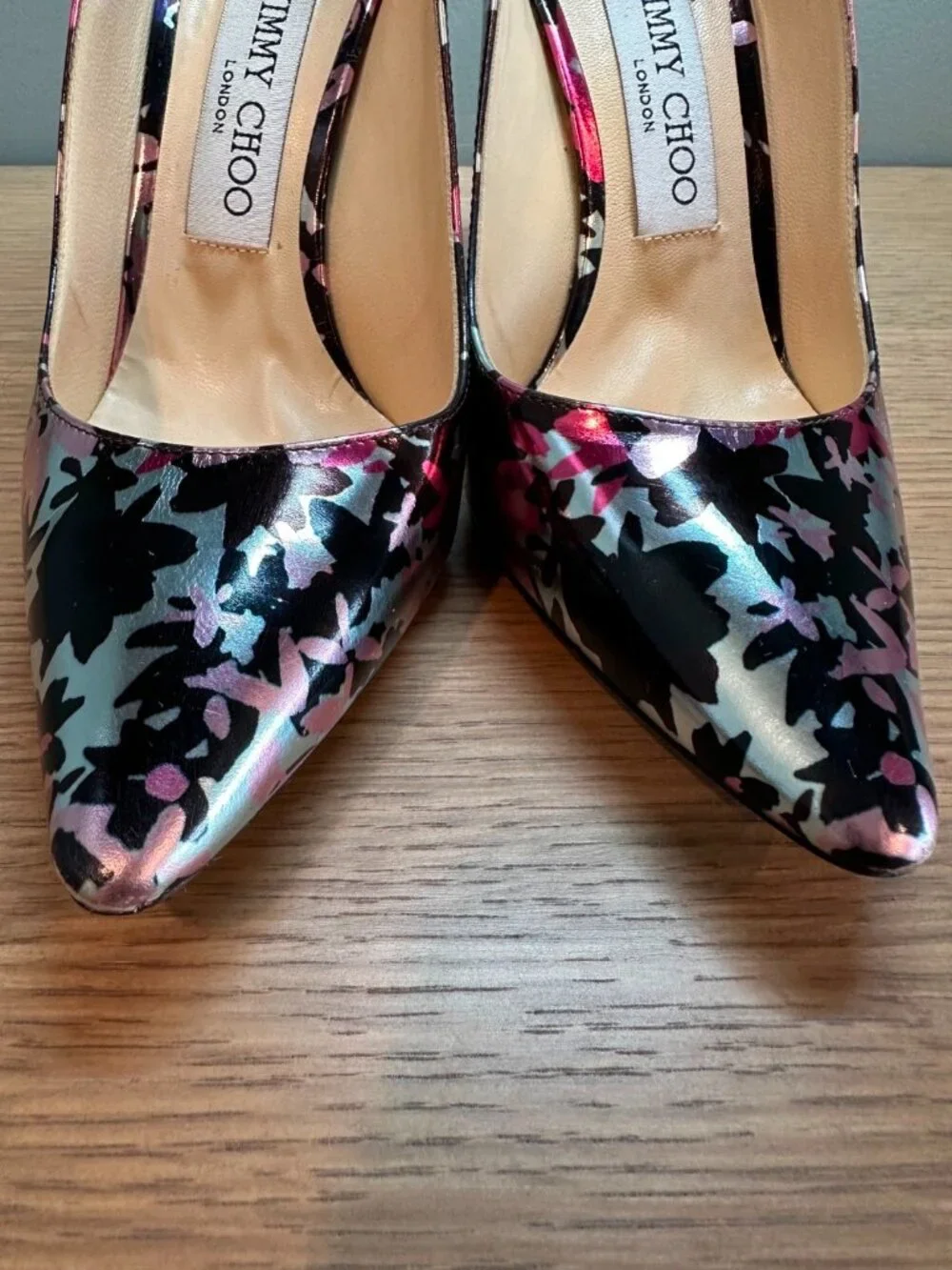 Jimmy Choo Floral Metallic Pumps Heels Pointed Toe
